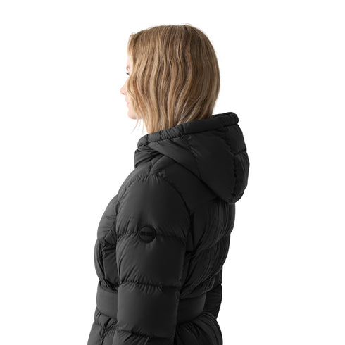 Donna Piumino Lungo con Cappuccio e Cinta